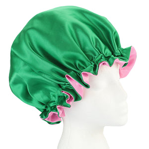 reversible satin bonnet green pink night cap women natural woman hair