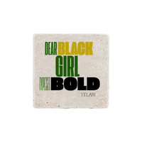 Thumbnail for Dear Black Girl Typeset Bold Real Stone Coasters Carrera White, Thasos, Travertine - Plant Based Hair Care for Natural Hair