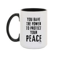 Thumbnail for Inspirational protect your peace mug - black