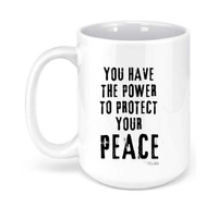 Thumbnail for Inspirational protect your peace mug -white