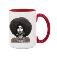 Thumbnail for Resist 15oz. Mug with inspirational message and confident Black woman design. Red back