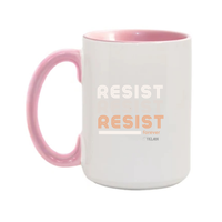 Thumbnail for Resist 15oz. Mug with inspirational message and confident Black woman design. Pink