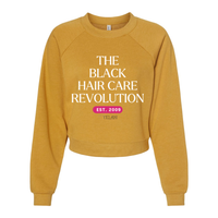 Thumbnail for The Black Hair Care Revolution Women's Raglan Pullover Fleece - Plant Based Hair Care for Natural Hair - Gold, Mustard Yellow