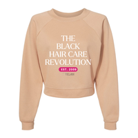 Thumbnail for The Black Hair Care Revolution Women's Raglan Pullover Fleece - Plant Based Hair Care for Natural Hair Sand Dune
