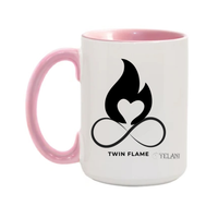 Thumbnail for twin flame ceramic mug pink – Celebrate love and connection with the Twin Flame pink ceramic mug, symbolizing compassion and heart-centered energy.