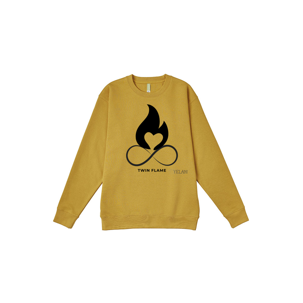Premium Twin Flame sweatshirt for spiritual awakening and love, crewneck- Mustard