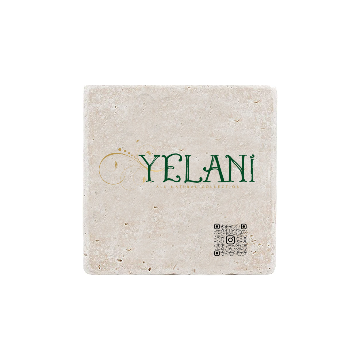 Yelani Brand Real Stone Coasters, Set of 4 – Carrera White, Thasos, Travertine with anti-slip cork backing. Beige