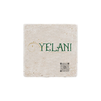 Thumbnail for Yelani Brand Real Stone Coasters, Set of 4 – Carrera White, Thasos, Travertine with anti-slip cork backing. Beige